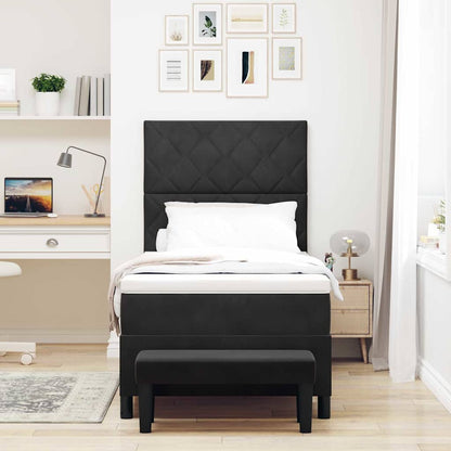 Letto a molle con materasso Nero 90 x 200 cm Velluto