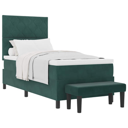Letto a molle con materasso Verde scuro 90 x 200 cm Velluto