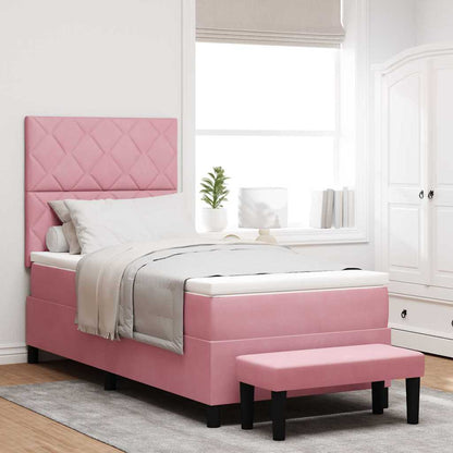 Letto a molle con materasso Rosa 90 x 200 cm Velluto