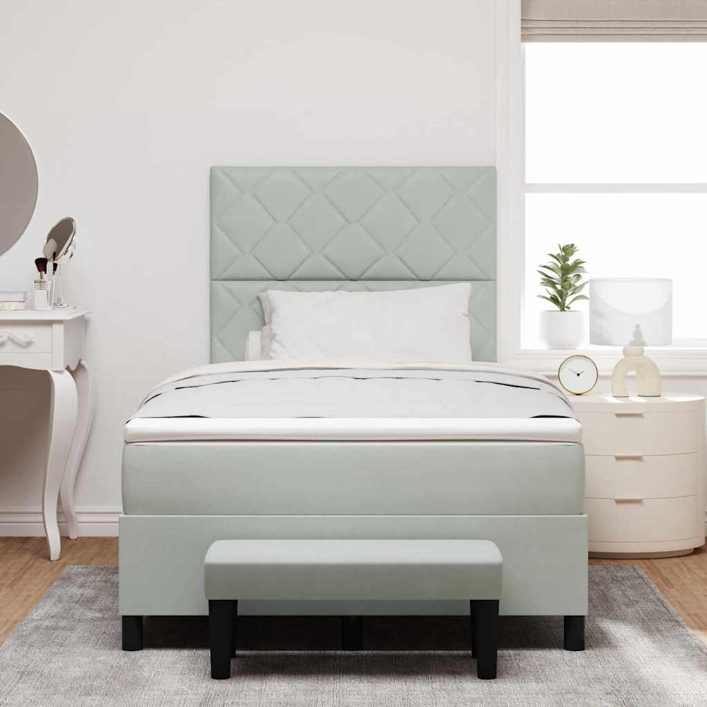 Letto a molle con materasso Grigio chiaro 120 x 190 cm Velluto