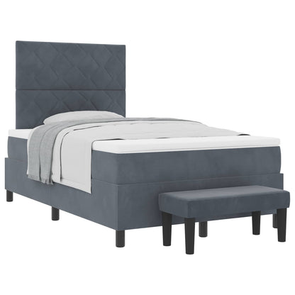 Letto a molle con materasso Grigio scuro 120 x 190 cm Velluto