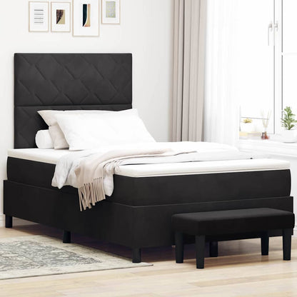 Letto a molle con materasso Nero 120 x 190 cm Velluto