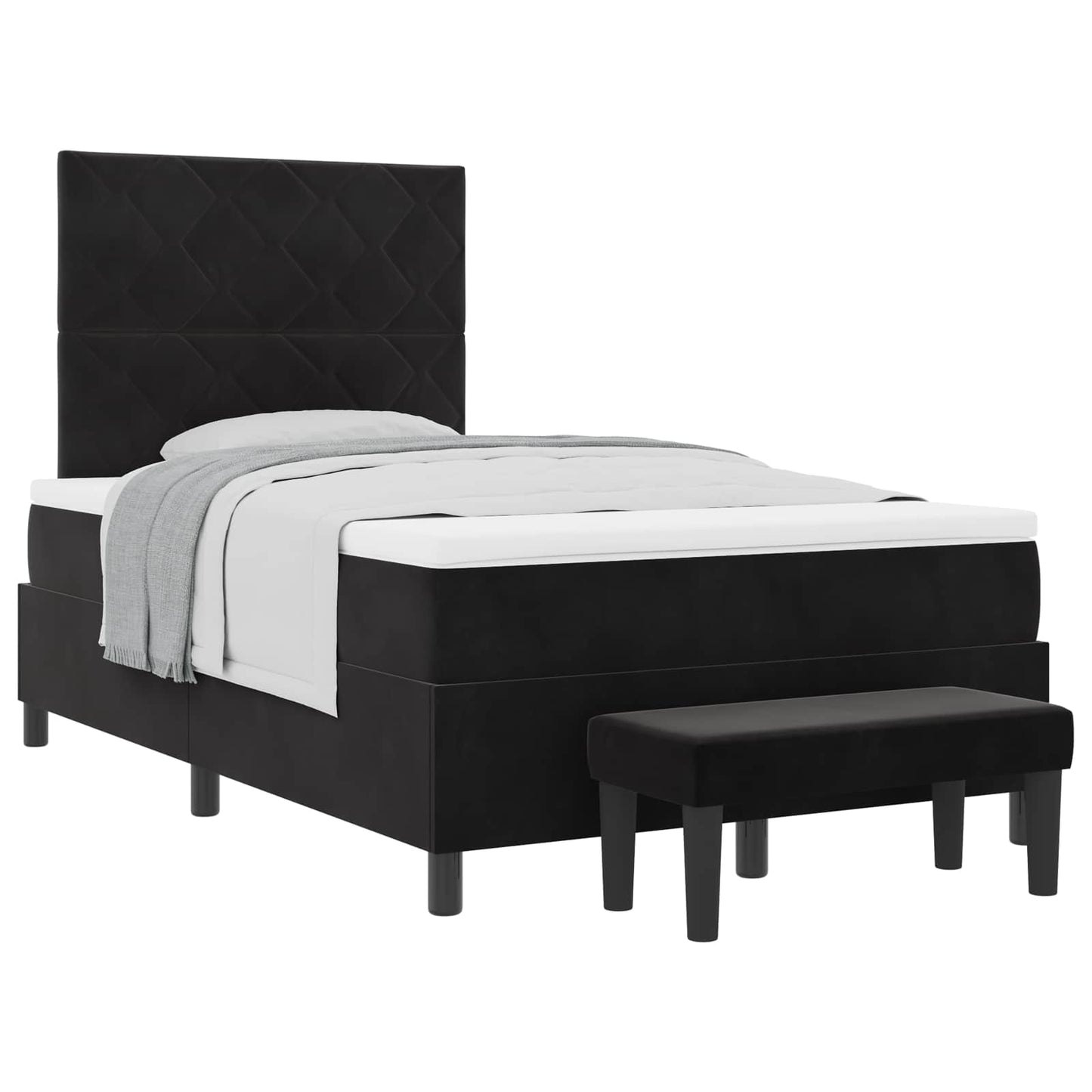 Letto a molle con materasso Nero 120 x 190 cm Velluto