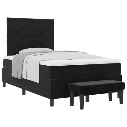Letto a molle con materasso Nero 120 x 190 cm Velluto