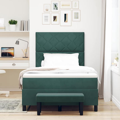 Letto a molle con materasso Verde Scuro 120 x 190 cm Velluto