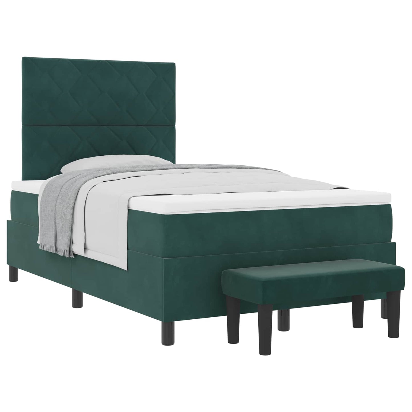 Letto a molle con materasso Verde Scuro 120 x 190 cm Velluto
