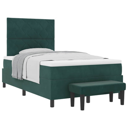 Letto a molle con materasso Verde Scuro 120 x 190 cm Velluto