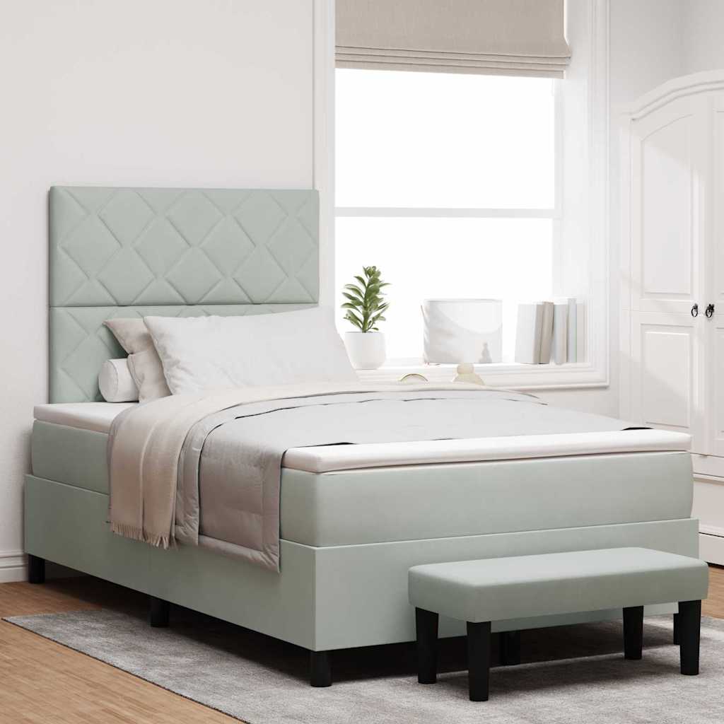 Letto a molle con materasso Grigio chiaro 120 x 200 cm Velluto