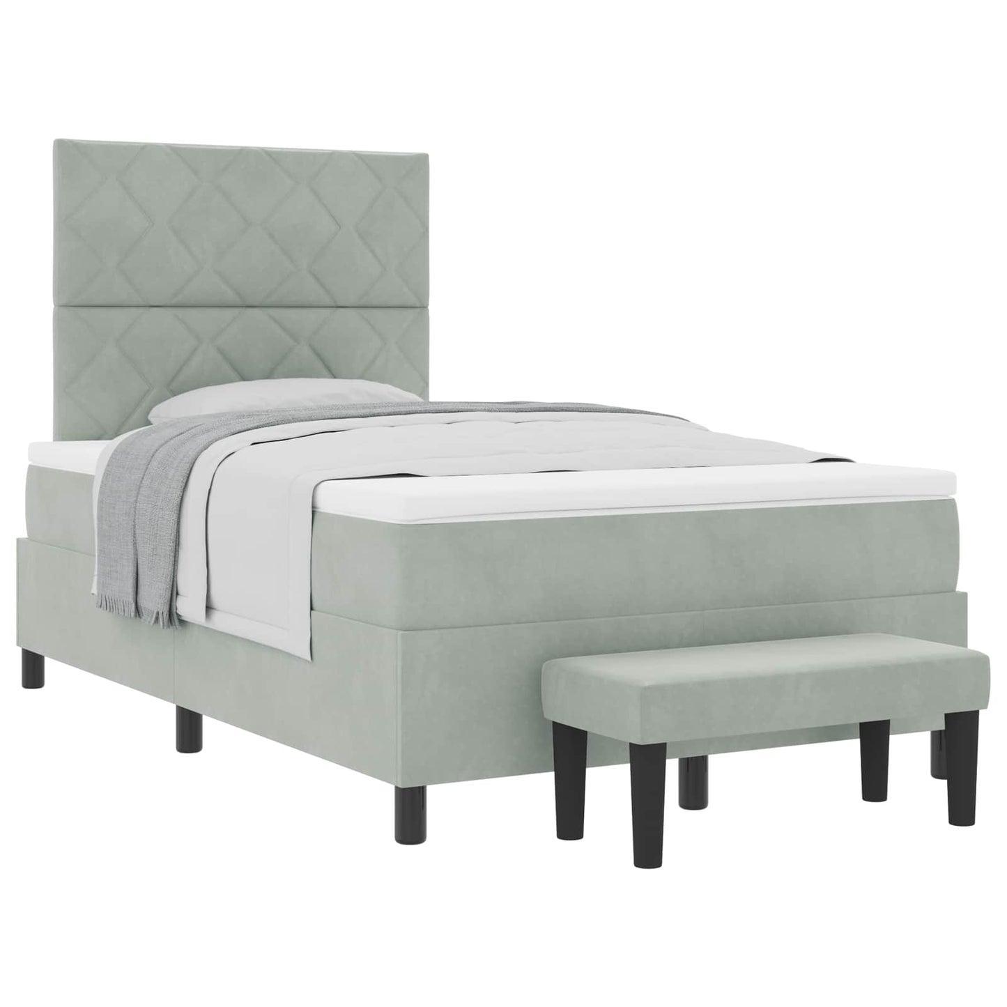 Letto a molle con materasso Grigio chiaro 120 x 200 cm Velluto