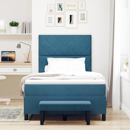 Letto a molle con materasso Blu scuro 120 x 200 cm Velluto