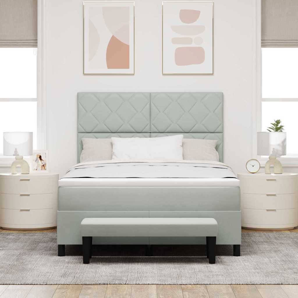 Letto a molle con materasso Grigio chiaro 140 x 190 cm Velluto