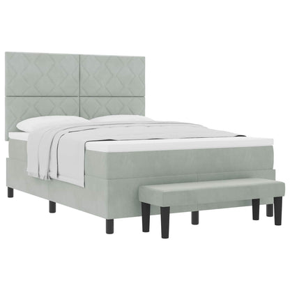 Letto a molle con materasso Grigio chiaro 140 x 190 cm Velluto