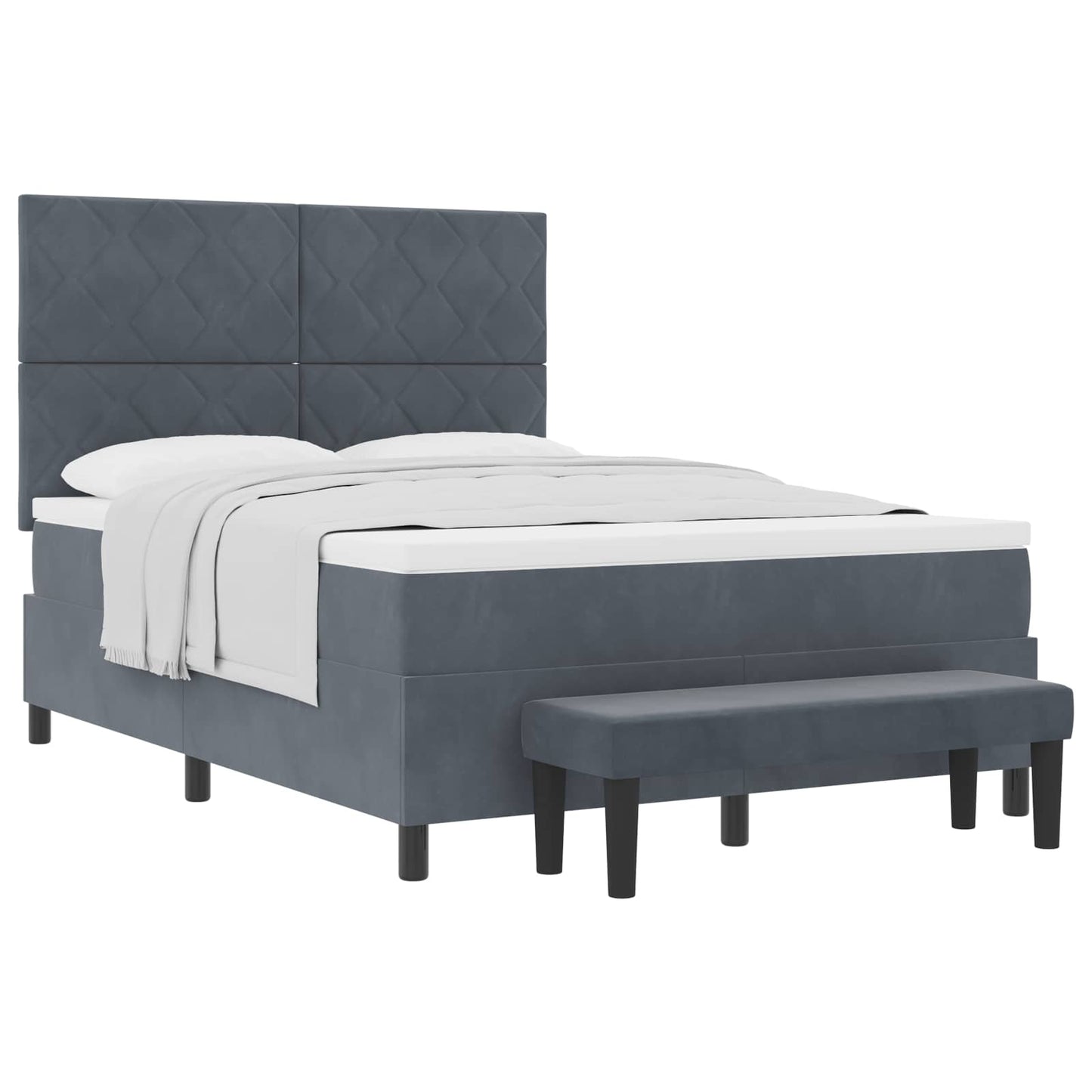 Letto a molle con materasso Grigio scuro 140 x 190 cm Velluto