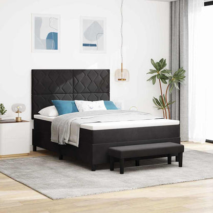 Letto a molle con materasso Nero 140 x 190 cm Velluto