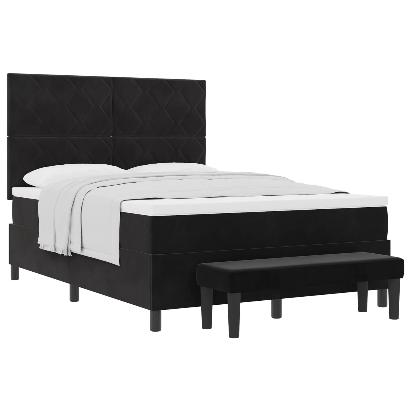 Letto a molle con materasso Nero 140 x 190 cm Velluto
