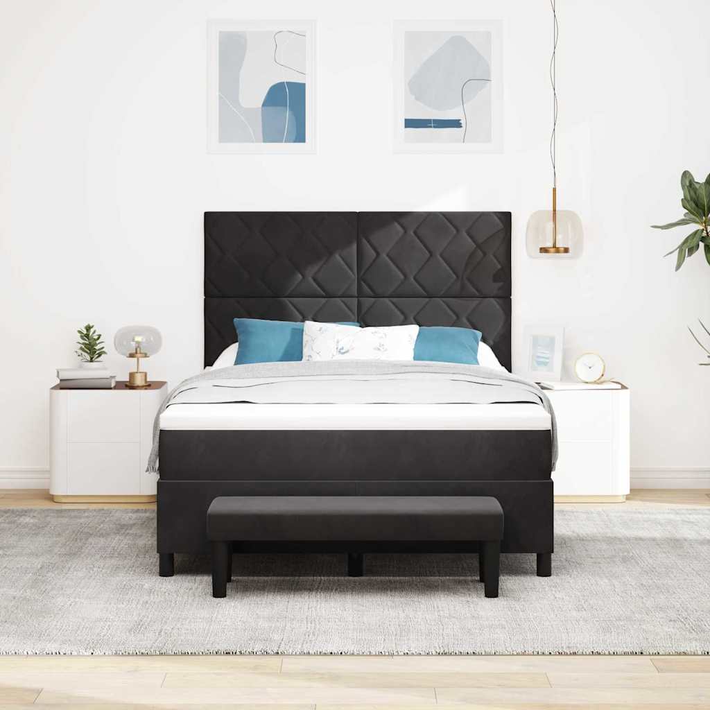 Letto a molle con materasso Nero 140 x 200 cm Velluto