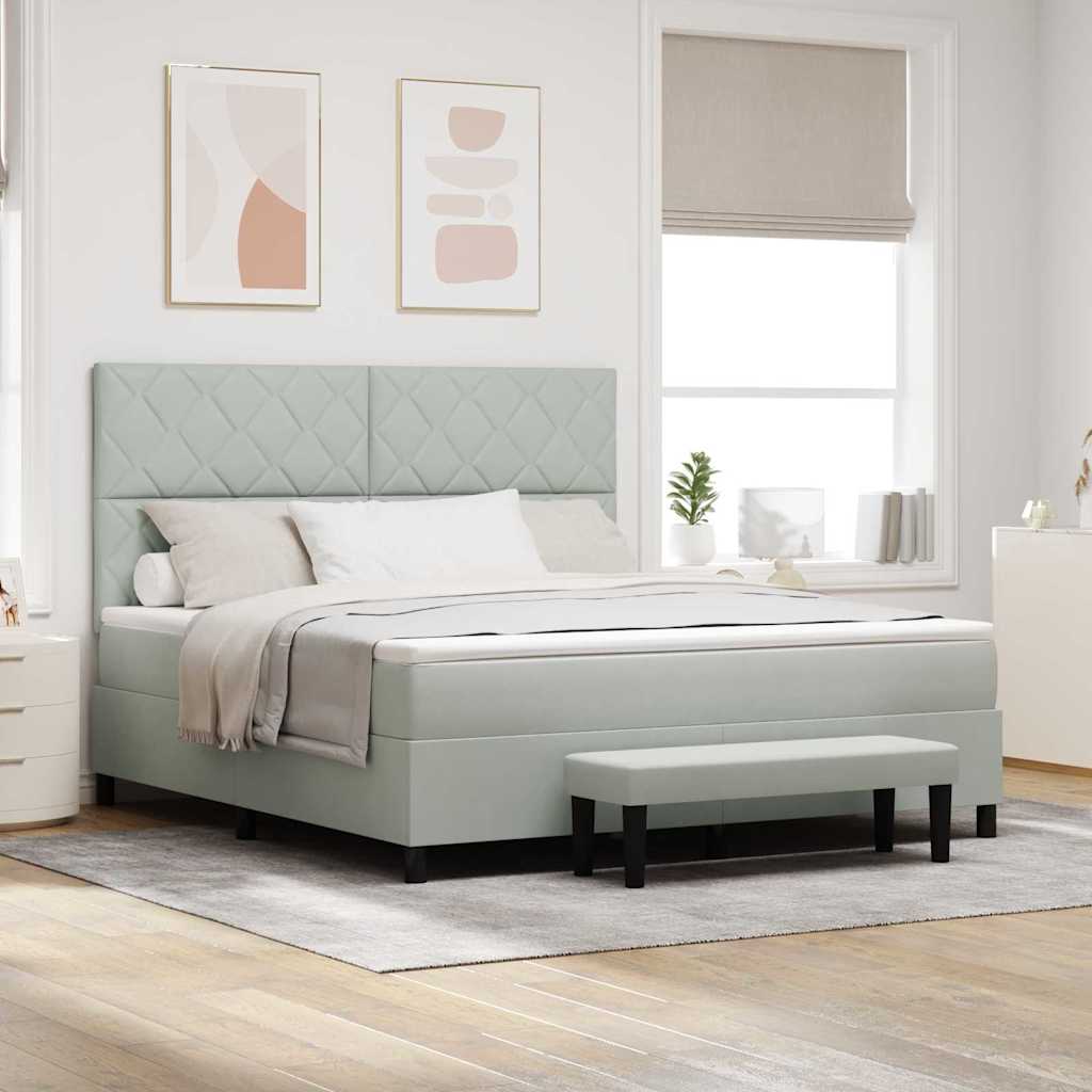 Letto a molle con materasso Grigio chiaro 180 x 200 cm Velluto