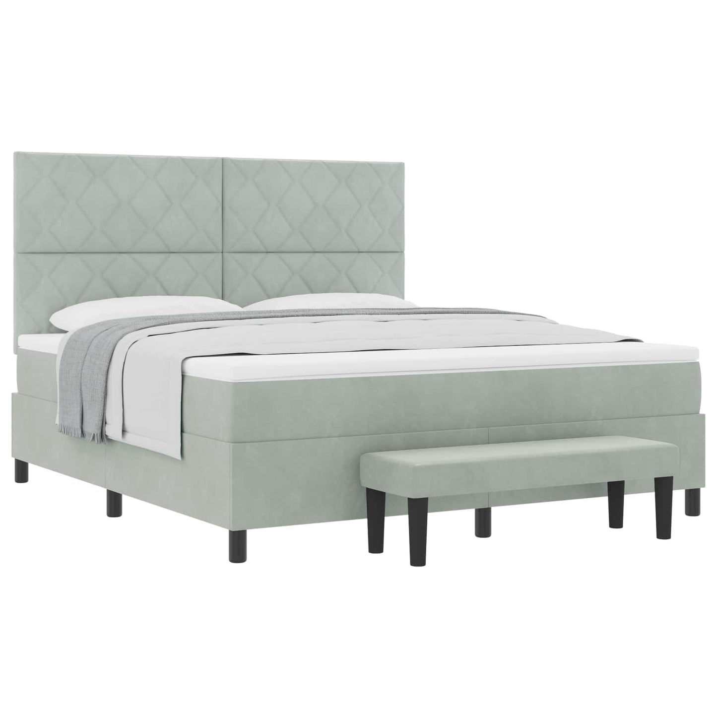 Letto a molle con materasso Grigio chiaro 180 x 200 cm Velluto