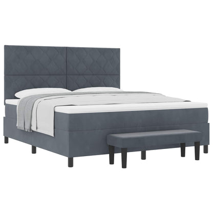 Letto a molle con materasso Grigio scuro 180 x 200 cm Velluto