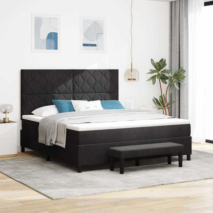 Letto a molle con materasso Nero 180 x 200 cm Velluto