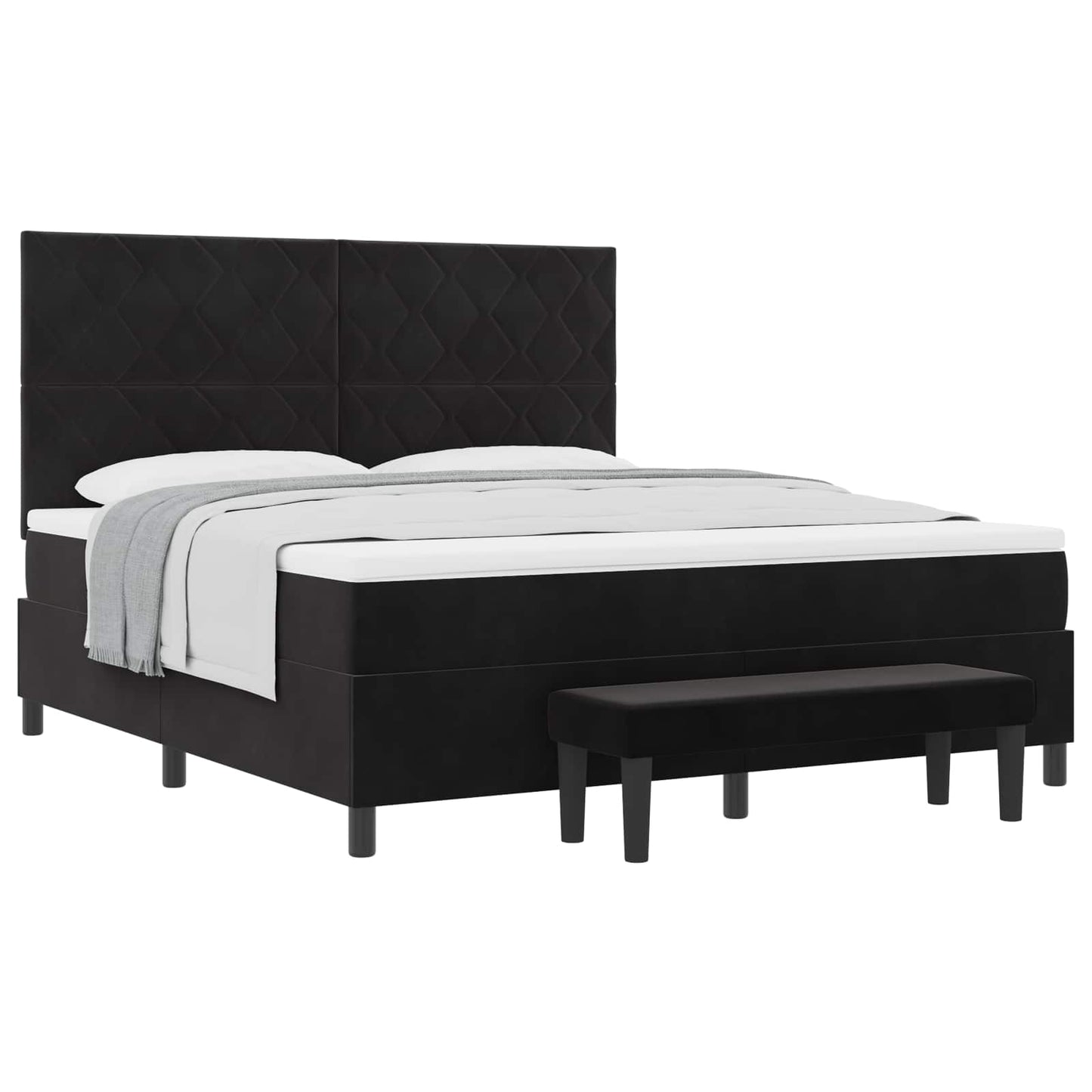 Letto a molle con materasso Nero 180 x 200 cm Velluto