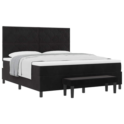 Letto a molle con materasso Nero 180 x 200 cm Velluto