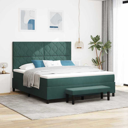 Letto a molle con materasso Verde scuro 180 x 200 cm Velluto