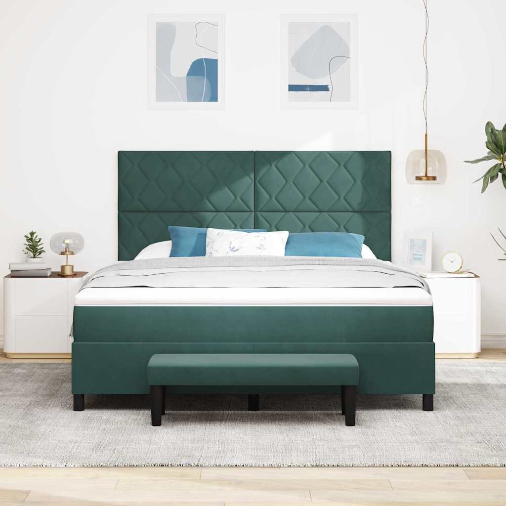 Letto a molle con materasso Verde scuro 180 x 200 cm Velluto