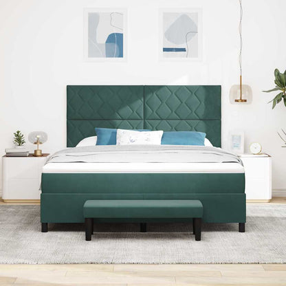 Letto a molle con materasso Verde scuro 180 x 200 cm Velluto