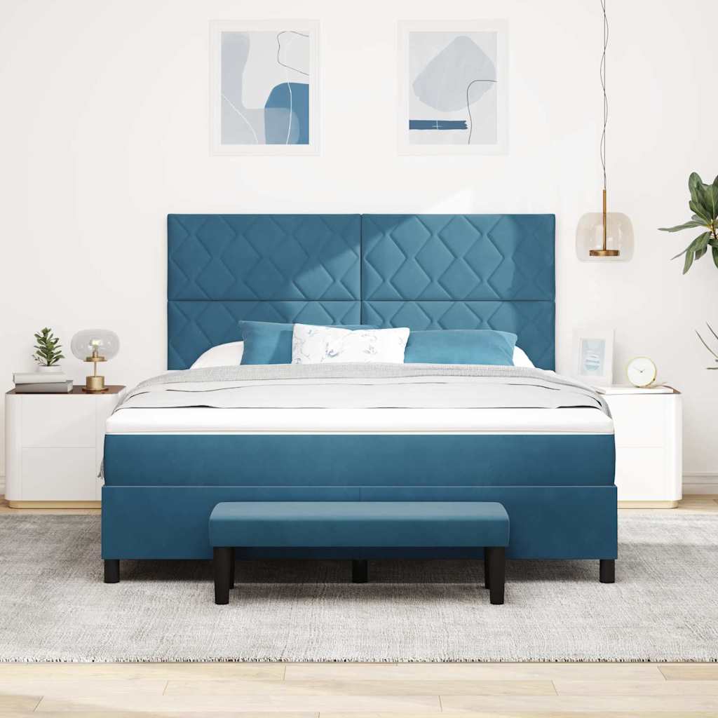 Letto a molle con materasso Blu scuro 180 x 200 cm Velluto
