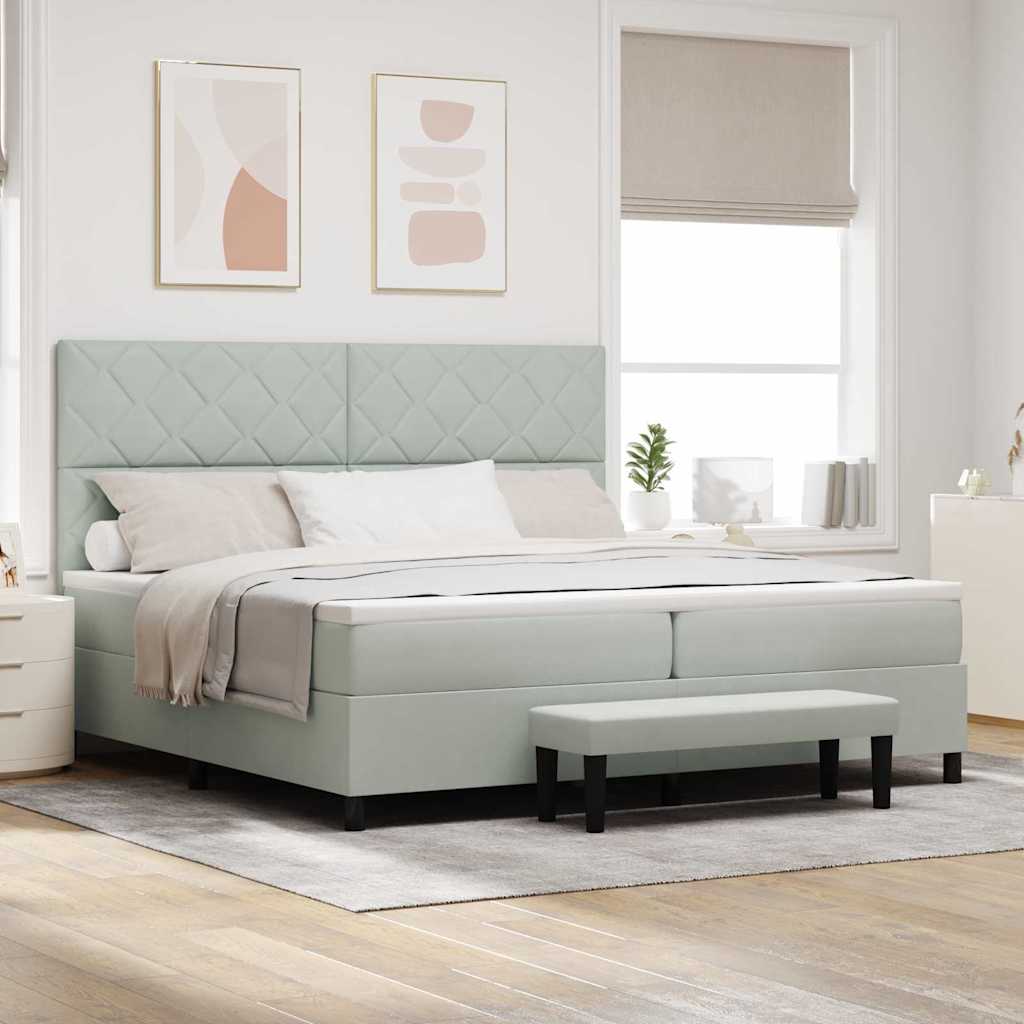 Letto a molle con materasso Grigio chiaro 200 x 200 cm Velluto
