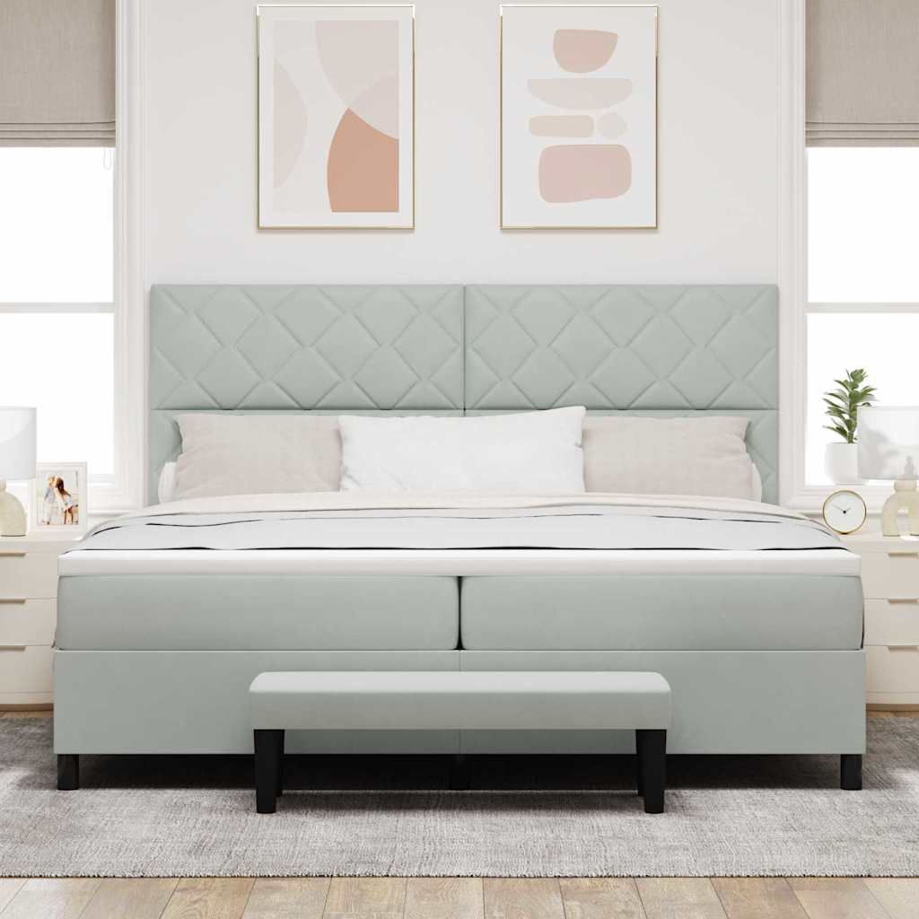 Letto a molle con materasso Grigio chiaro 200 x 200 cm Velluto