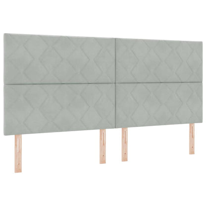 Letto a molle con materasso Grigio chiaro 200 x 200 cm Velluto