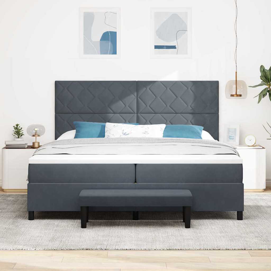 Letto a molle con materasso Grigio scuro 200 x 200 cm Velluto