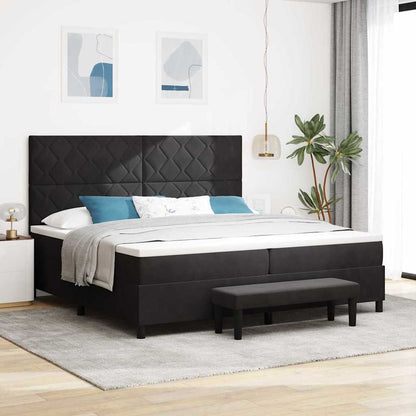 Letto a molle con materasso Nero 200 x 200 cm Velluto