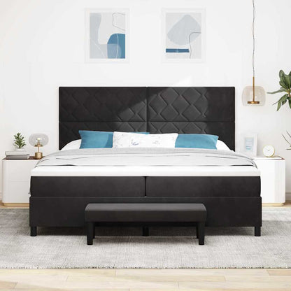Letto a molle con materasso Nero 200 x 200 cm Velluto