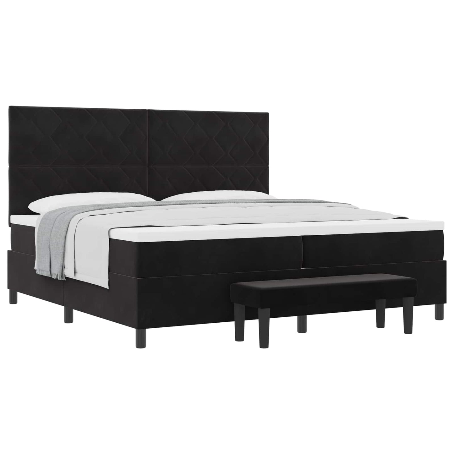 Letto a molle con materasso Nero 200 x 200 cm Velluto