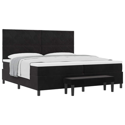Letto a molle con materasso Nero 200 x 200 cm Velluto