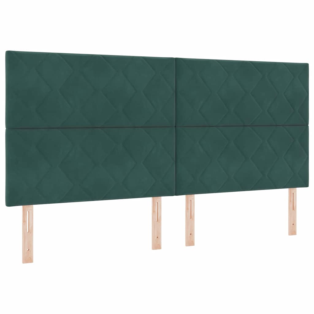 Letto a molle con materasso Verde Scuro 200 x 200 cm Velluto