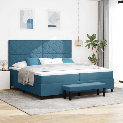 Letto a molle con materasso Blu scuro 200 x 200 cm Velluto