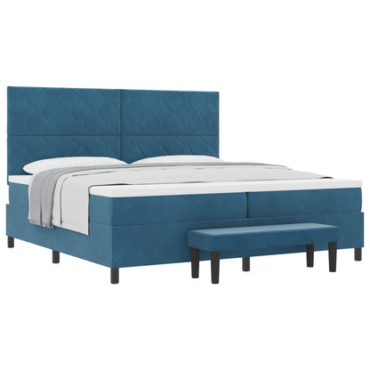 Letto a molle con materasso Blu scuro 200 x 200 cm Velluto