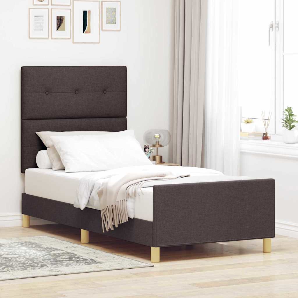 Struttura del letto Marrone Scuro 90 x 190 cm Tessuto