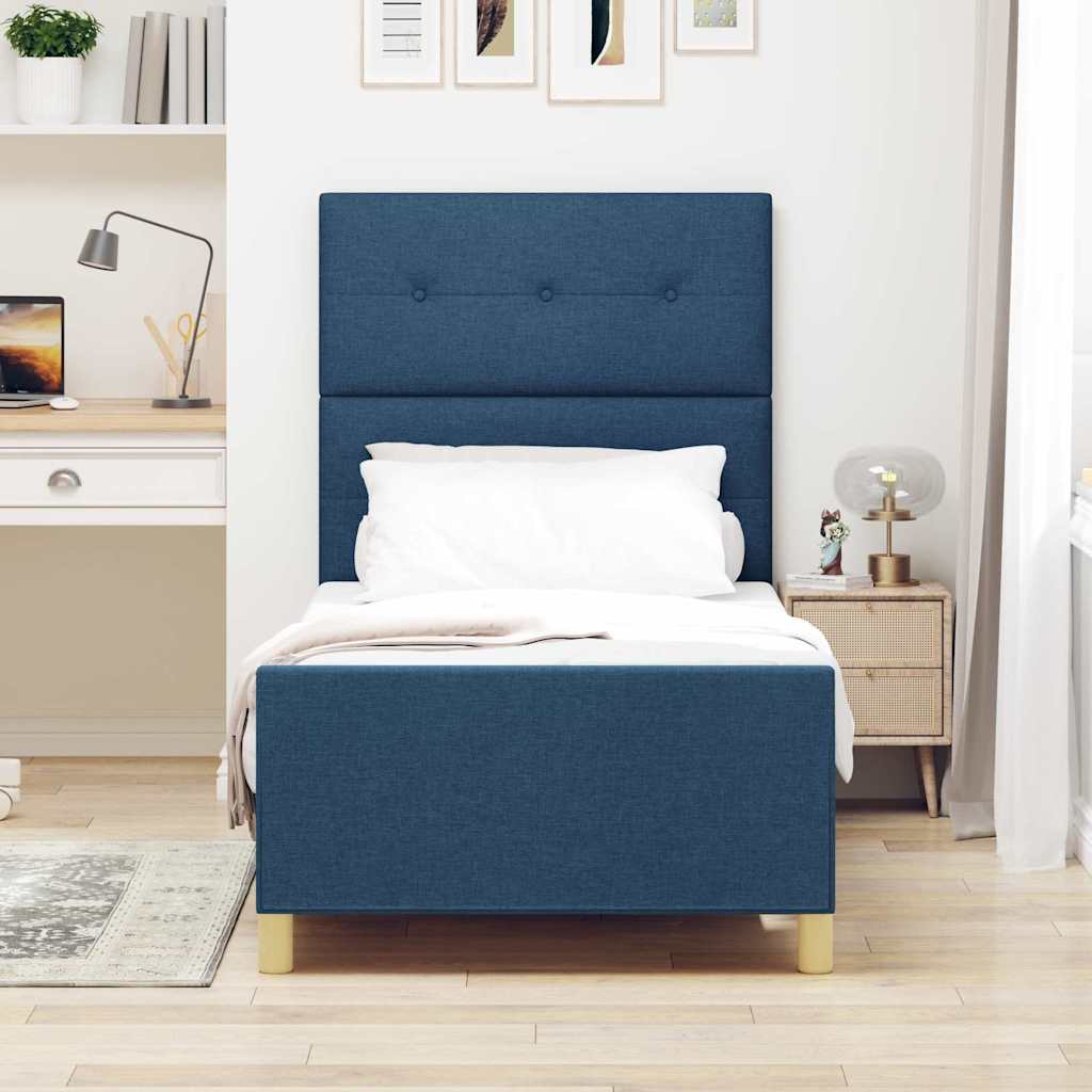Struttura del letto con testiera Blu 90 x 190 cm Tessuto