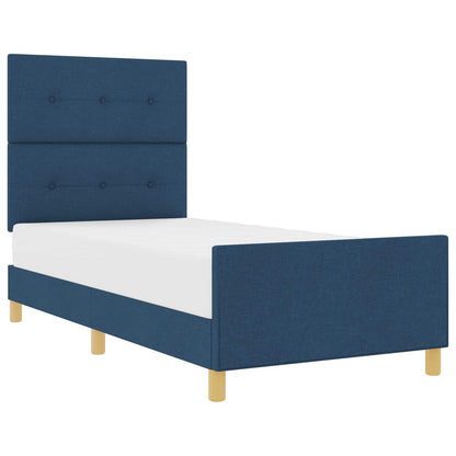 Struttura del letto con testiera Blu 90 x 190 cm Tessuto