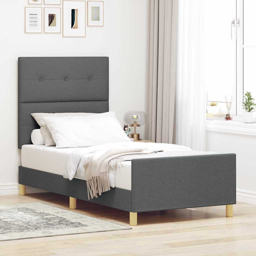 Struttura del letto Grigio scuro 90 x 200 cm Tessuto