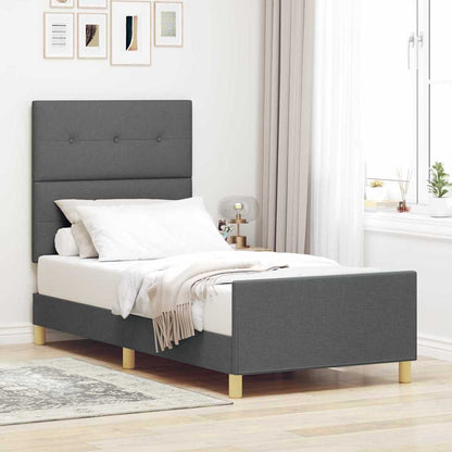 Struttura del letto Grigio scuro 90 x 200 cm Tessuto