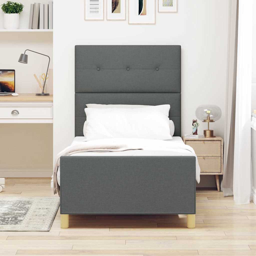 Struttura del letto Grigio scuro 90 x 200 cm Tessuto