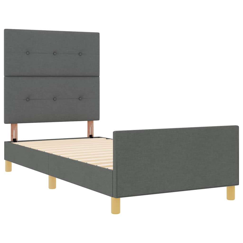 Struttura del letto Grigio scuro 90 x 200 cm Tessuto