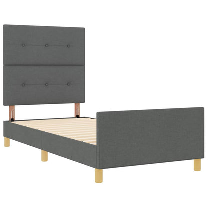 Struttura del letto Grigio scuro 90 x 200 cm Tessuto
