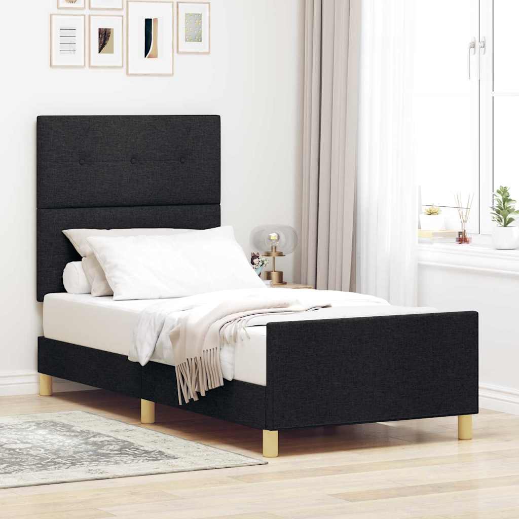 Struttura del letto con testiera Nero 90 x 200 cm Tessuto